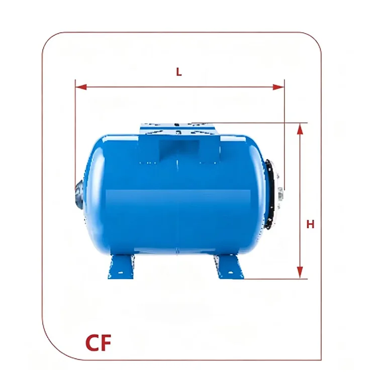 CF sorozatú vízszintes cserélhető membrán tágulási tartályok (szénacél) – 19–100 liter
